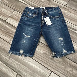 Tricot Button Fly Bermuda Jean Shorts